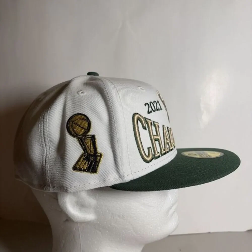 New‎ Era 59FIFTY Milwaukee Bucks 2021 NBA Champions Fitted Hat NEW 7 3/8